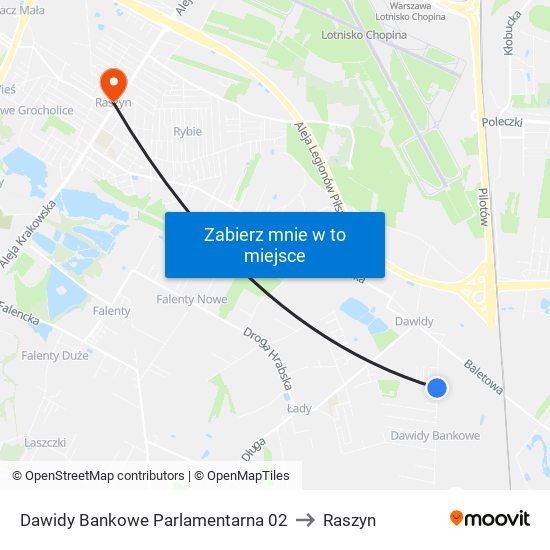 Dawidy Bankowe Parlamentarna 02 to Raszyn map