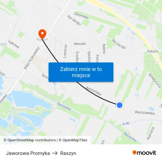Jaworowa Promyka to Raszyn map