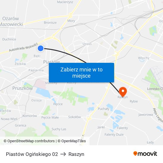 Piastów Ogińskiego 02 to Raszyn map