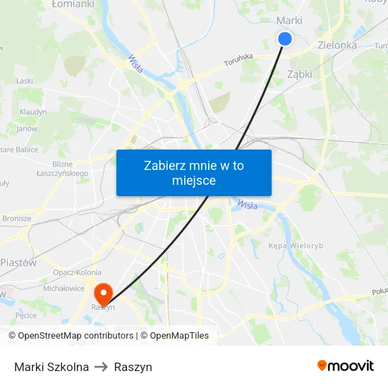 Marki Szkolna to Raszyn map
