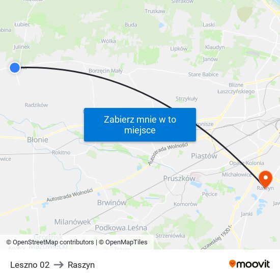 Leszno 02 to Raszyn map