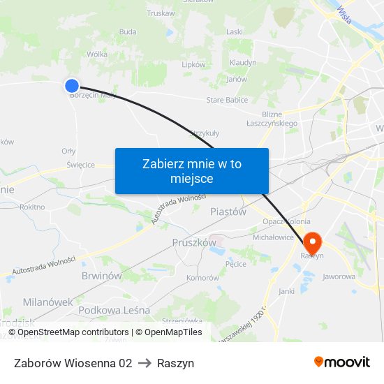 Zaborów Wiosenna 02 to Raszyn map