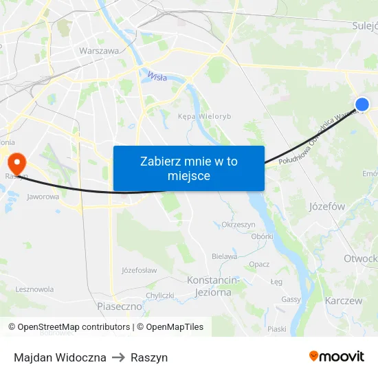 Majdan Widoczna to Raszyn map