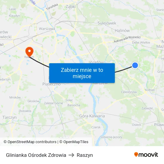 Glinianka Ośrodek Zdrowia to Raszyn map