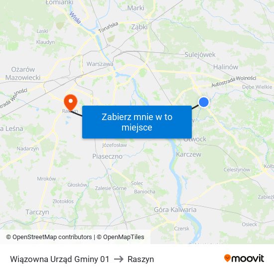 Wiązowna Urząd Gminy 01 to Raszyn map