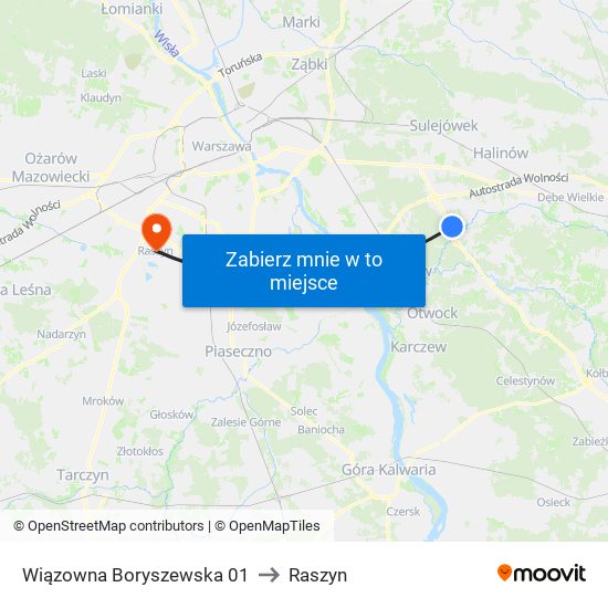 Wiązowna Boryszewska to Raszyn map