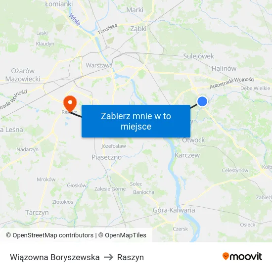 Wiązowna Boryszewska to Raszyn map