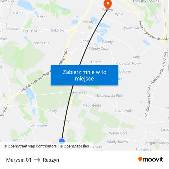 Marysin 01 to Raszyn map