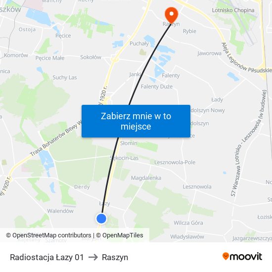 Radiostacja Łazy 01 to Raszyn map