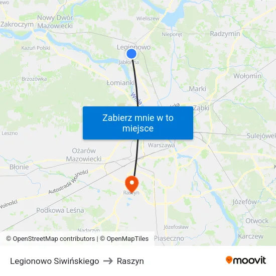 Legionowo Siwińskiego to Raszyn map