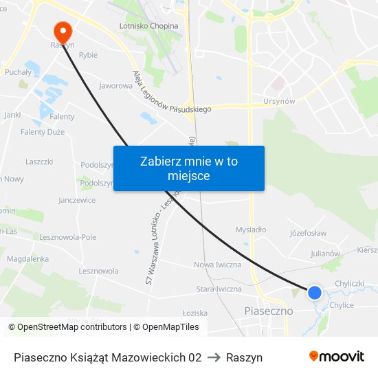 Piaseczno Książąt Mazowieckich 02 to Raszyn map