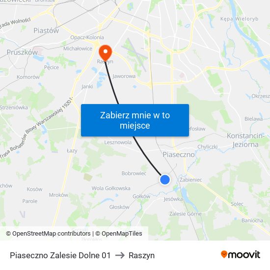 Piaseczno Zalesie Dolne 01 to Raszyn map