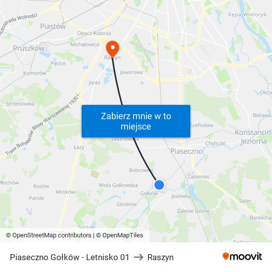 Piaseczno Gołków - Letnisko 01 to Raszyn map