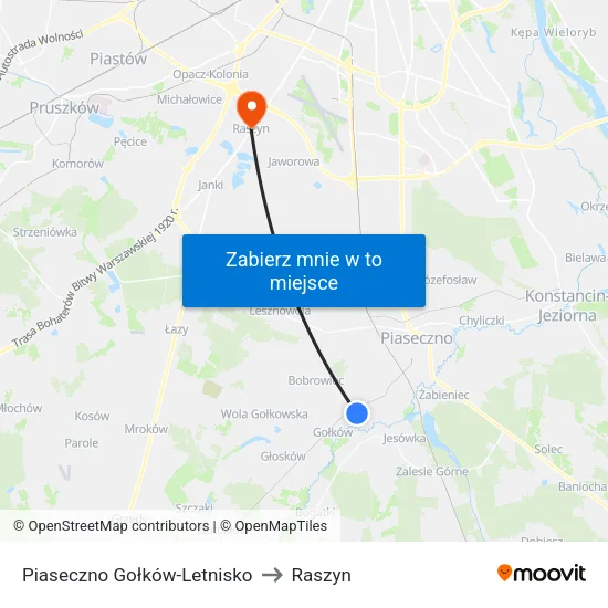 Piaseczno Gołków - Letnisko to Raszyn map