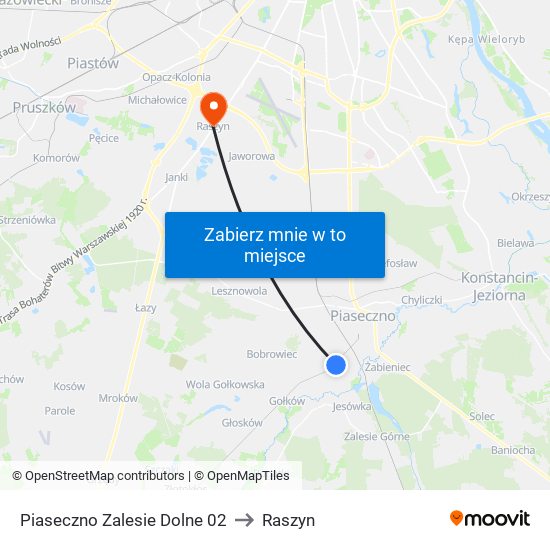 Piaseczno Zalesie Dolne 02 to Raszyn map