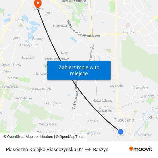 Piaseczno Kolejka Piaseczyńska 02 to Raszyn map