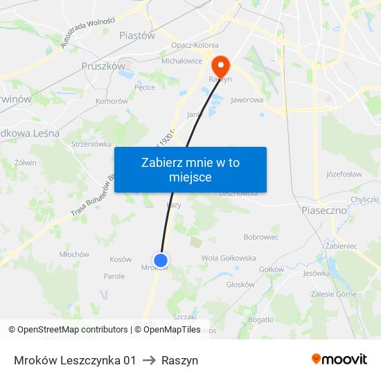 Mroków Leszczynka to Raszyn map