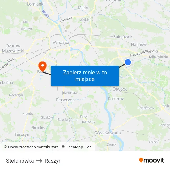 Stefanówka to Raszyn map