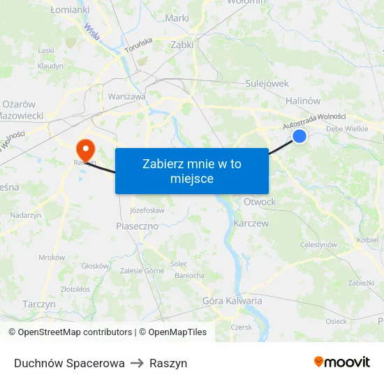 Duchnów Spacerowa to Raszyn map