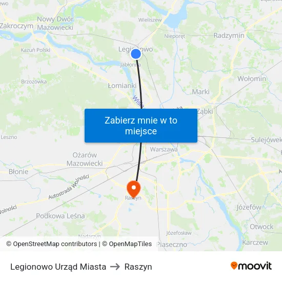 Legionowo Urząd Miasta to Raszyn map