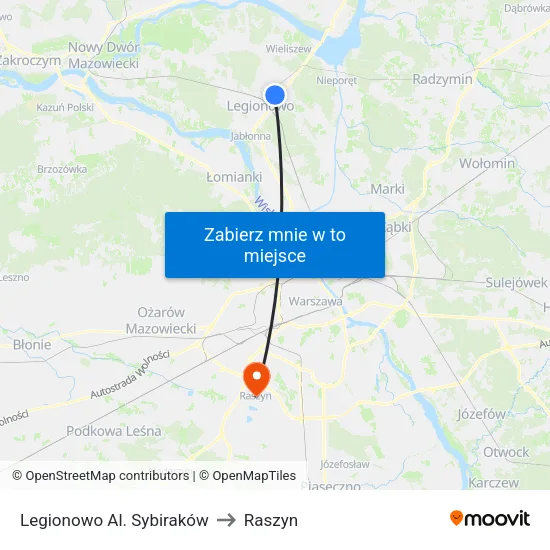 Legionowo Al. Sybiraków to Raszyn map