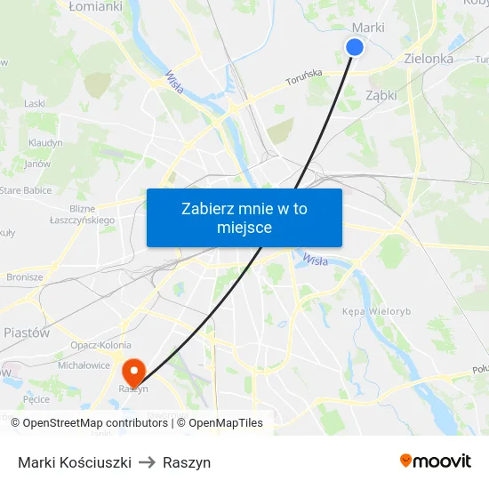 Marki Kościuszki to Raszyn map