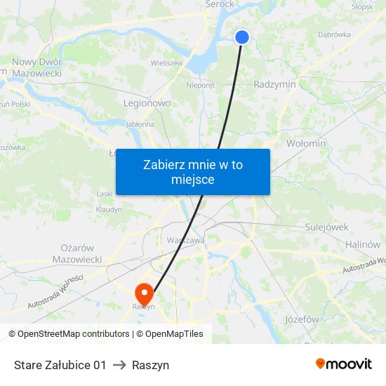 Stare Załubice 01 to Raszyn map