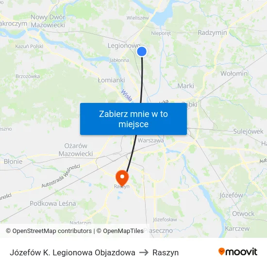 Józefów K. Legionowa Objazdowa to Raszyn map