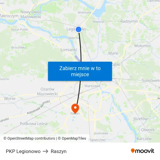 PKP Legionowo to Raszyn map