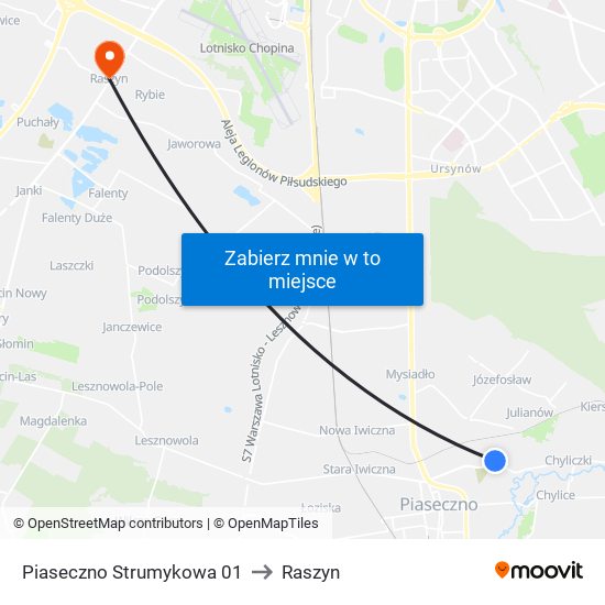 Piaseczno Strumykowa 01 to Raszyn map