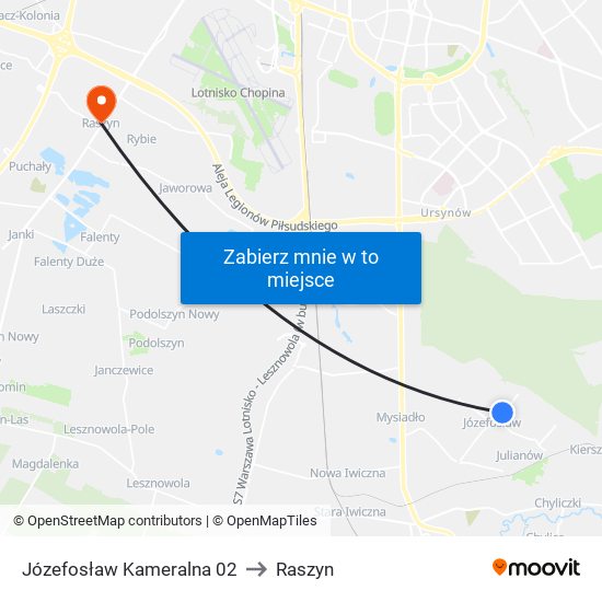 Józefosław Kameralna 02 to Raszyn map