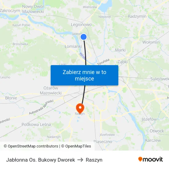 Jabłonna Os. Bukowy Dworek to Raszyn map