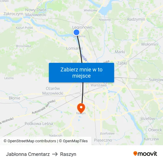 Jabłonna Cmentarz to Raszyn map