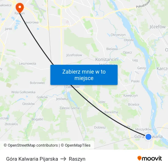 Góra Kalwaria Pijarska to Raszyn map