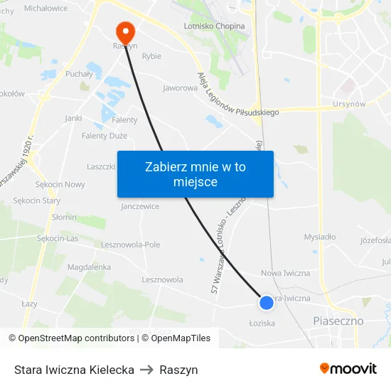 Stara Iwiczna Kielecka to Raszyn map