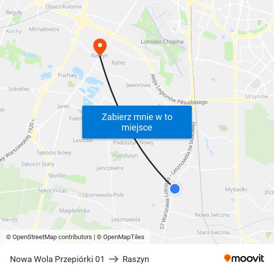 Nowa Wola Przepiórki to Raszyn map