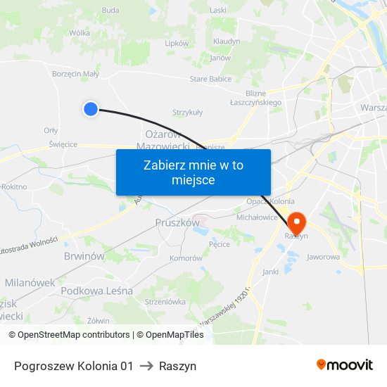 Pogroszew Kolonia 01 to Raszyn map