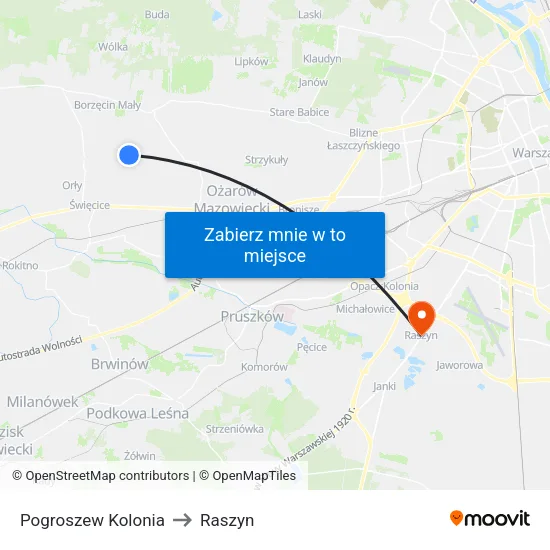 Pogroszew Kolonia to Raszyn map