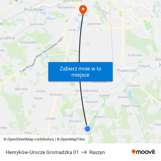 Henryków-Urocze Gromadzka 01 to Raszyn map