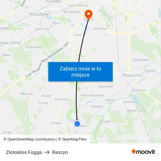 Złotokłos Fogga to Raszyn map