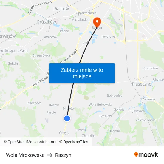 Wola Mrokowska to Raszyn map