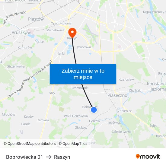 Bobrowiecka 01 to Raszyn map