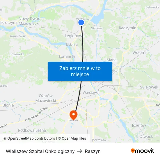 Wieliszew Szpital Onkologiczny to Raszyn map