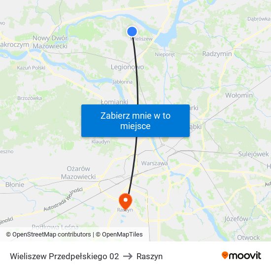 Wieliszew Przedpełskiego to Raszyn map