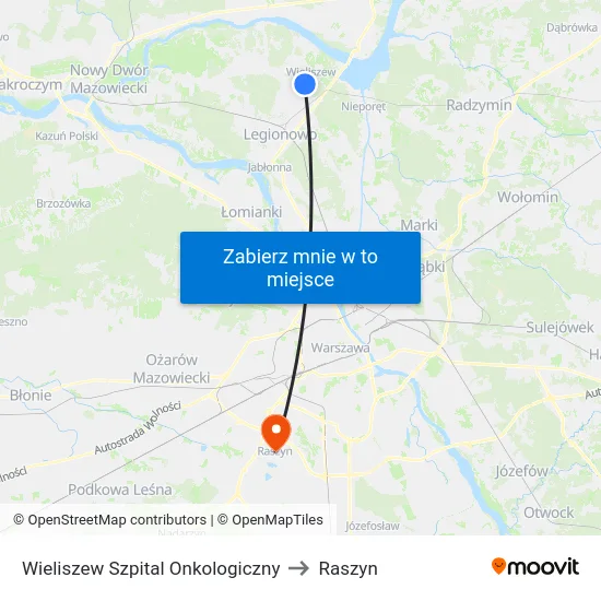 Wieliszew Szpital Onkologiczny to Raszyn map