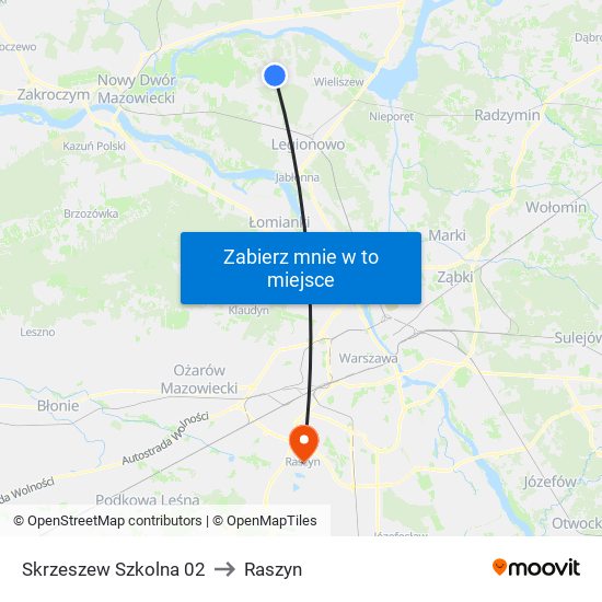 Skrzeszew Szkolna to Raszyn map