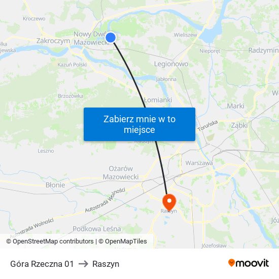 Góra Rzeczna 01 to Raszyn map