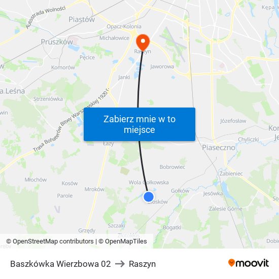 Baszkówka Wierzbowa 02 to Raszyn map