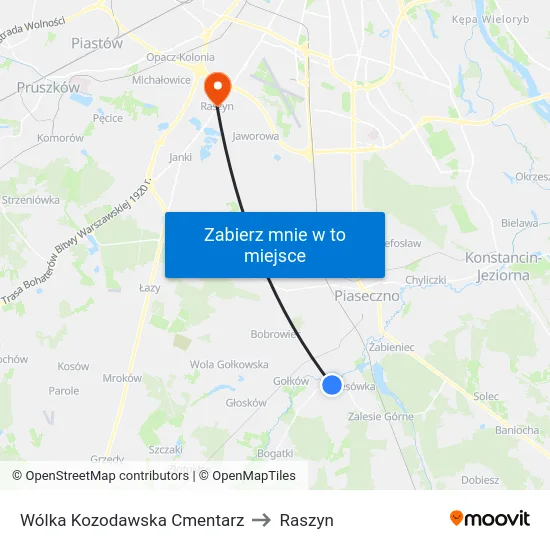 Wólka Kozodawska Cmentarz to Raszyn map