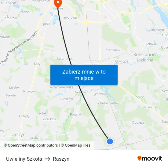 Uwieliny - Szkoła to Raszyn map